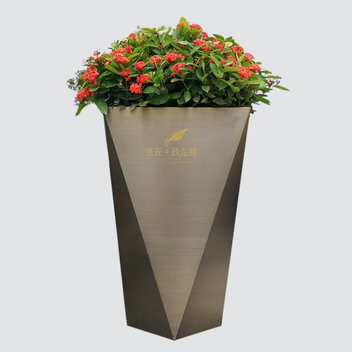 Shopping mall airport large flower pot outdoor stainless steel flower box