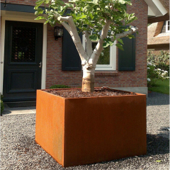 Outdoor garden gardening high rectangular corten steel flower pot manufacturers