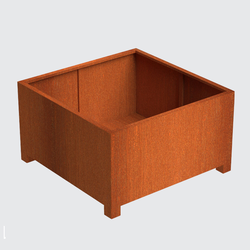 Design Made To Order Weathering Steel Low Square Planter With Legs