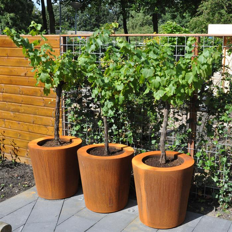 Weathering Steel Conical Garden Hot Sale Decorative Eco Round Planter Planter