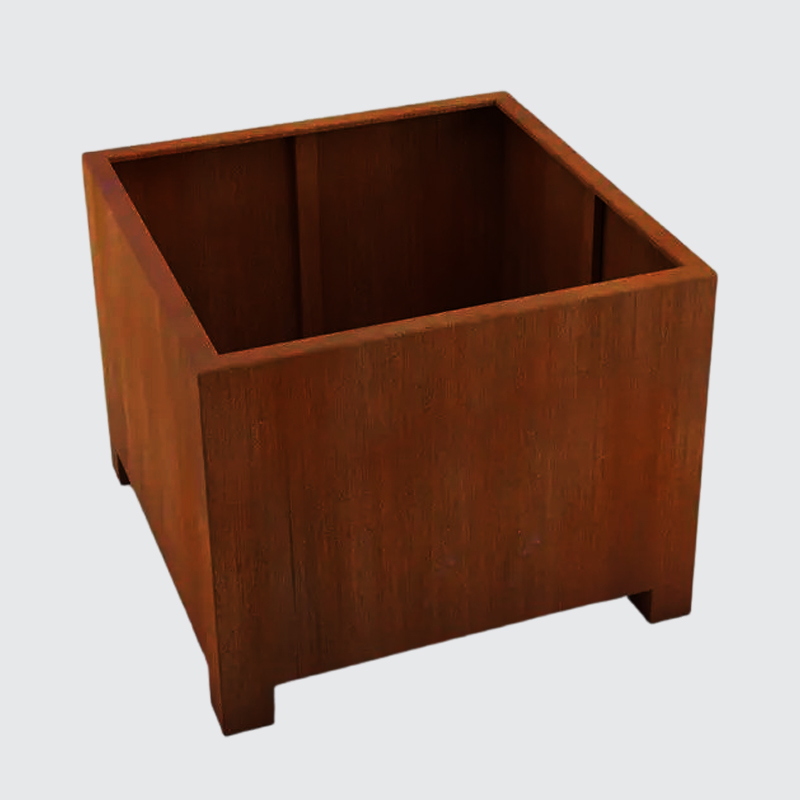 Corten Steel Low Square Planter With Legs