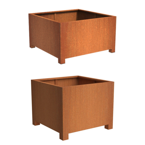 Corten Steel Low Square Planter With Legs