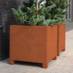 Corten Steel Low Square Planter With Legs