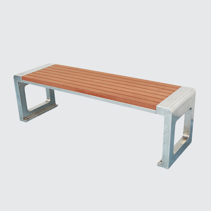 outdoor backless wood simple park bench