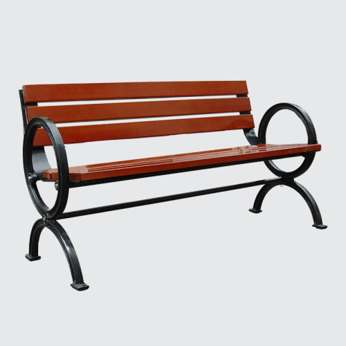 public wooden bench with back