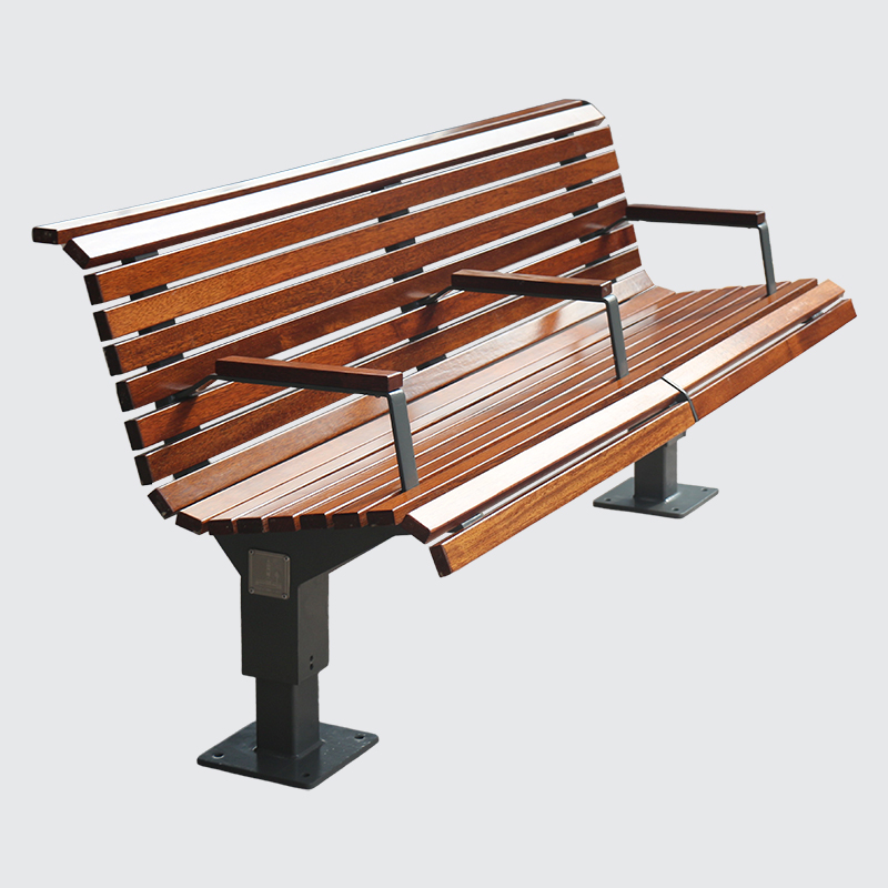 Outdoor park wood steel bench