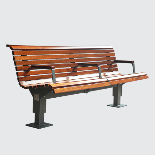 Outdoor park wood steel bench