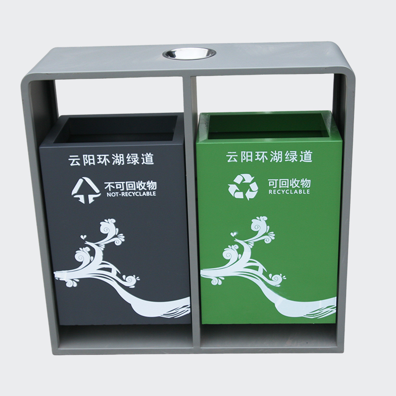 outdoor street steel sorting waste bin