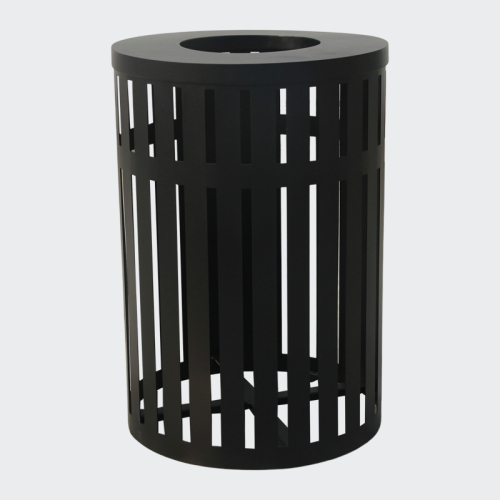 Round Metal Trash Bin With Lid