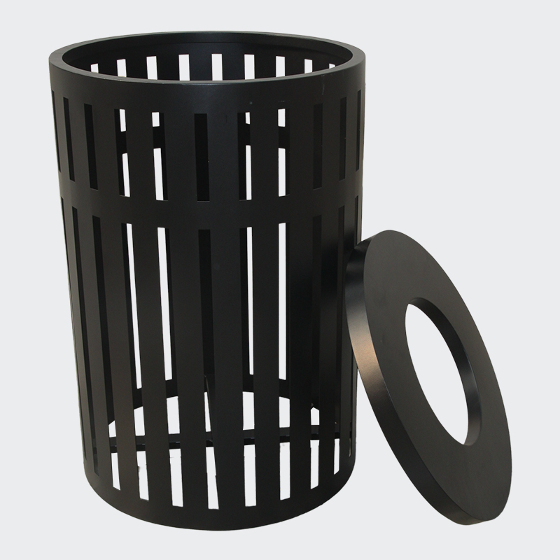 Outdoor Round Metal Trash Bin stainless steel garbage can