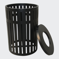 Round Metal Trash Bin With Lid