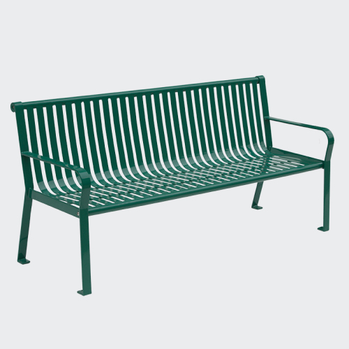 Commercial Park Bench With Backrest - Carbon Steel Flat Steel Outdoor Furniture - Park Red Outdoor Bench