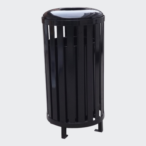 Outdoor round metal trash can