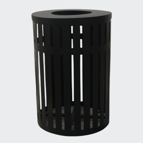 Round Metal Trash Bin With Lid