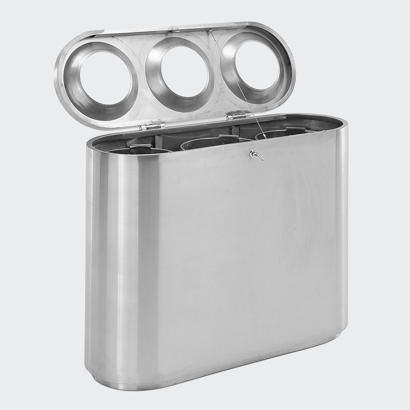 3 Sorting Stainless Steel Recycling Trash Bins