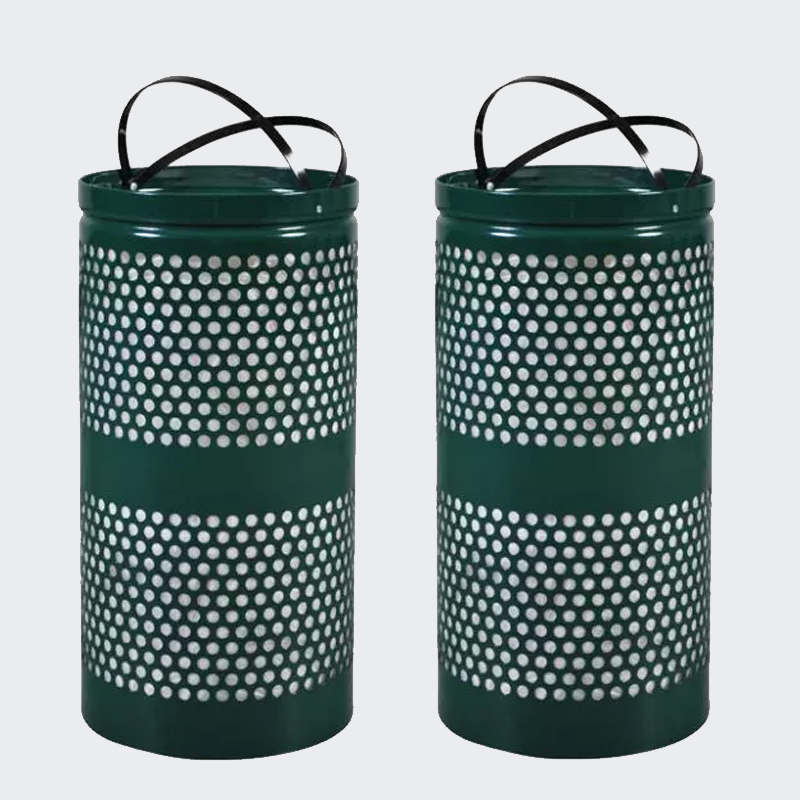 10 gallon or 34 gallon outdoor perforated trash can