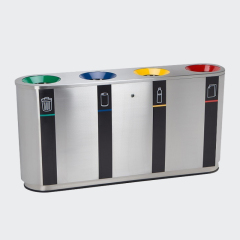 Campus stainless steel recycling bins