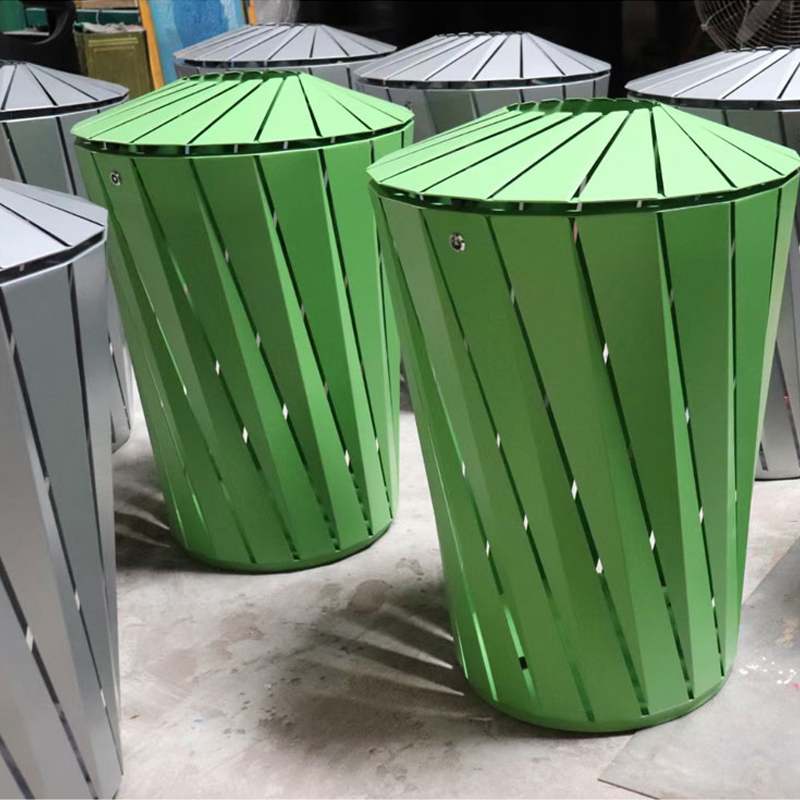 outdoor park steel round big trash cans