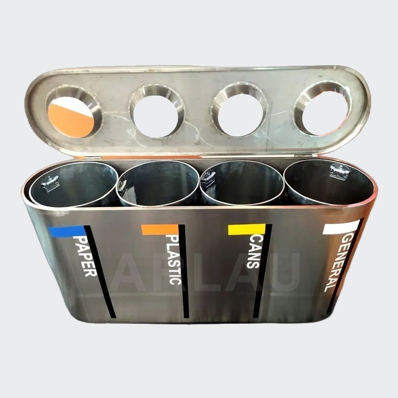 Indoor stainless steel sorting trash can