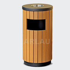 country exterior wooden trash can bin