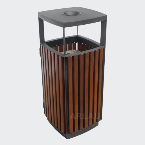 Outdoor Double Wooden Trash Can