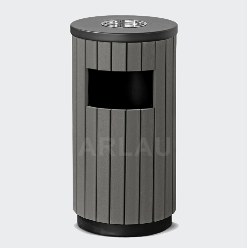 country exterior wooden trash can bin