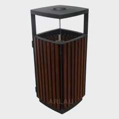 Outdoor Double Wooden Trash Can