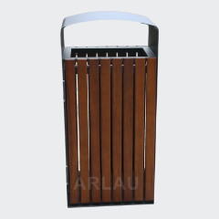 Outdoor Park Steel Wood Trash Bin