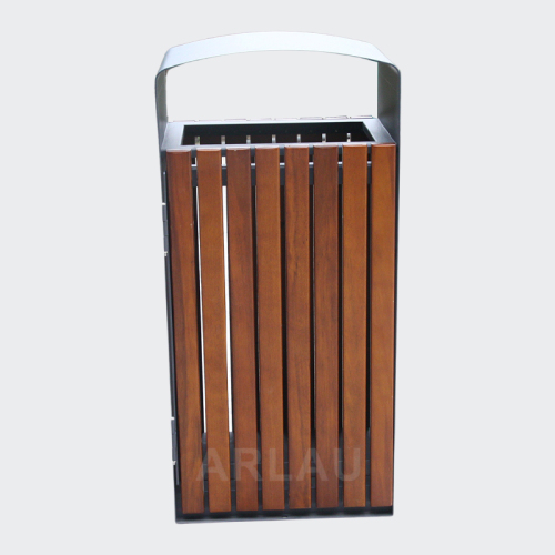 Outdoor Park Steel Wood Trash Bin