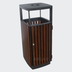 Outdoor Double Wooden Trash Can