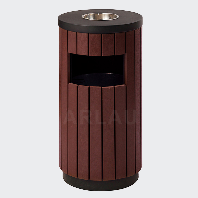 country exterior wooden trash can bin