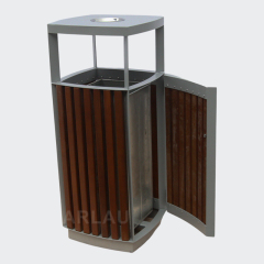 outdoor patio wood trash can