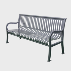 outdoor park slatted steel bench