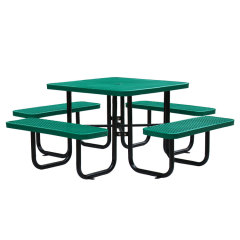 expanded metal portable square outdoor picnic table with bench