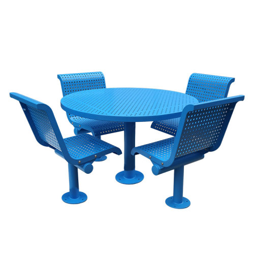 Outdoor steel table and chair seat