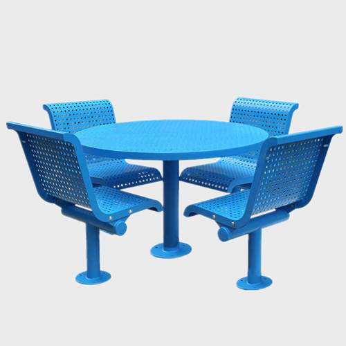 Outdoor steel table and chair seat