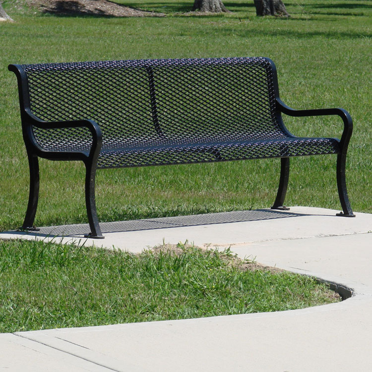 6 feet. Diamond Pattern Lexington Bench - Cast Aluminum Thermoplastic Metal Bench