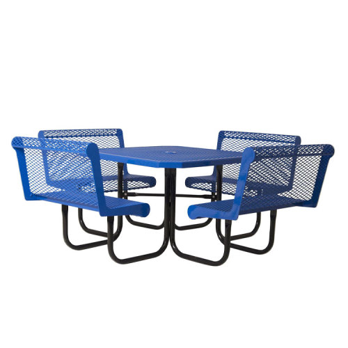 expanded metal square thermoplastic backrest picnic table