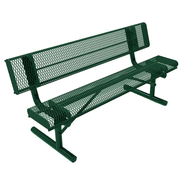 6ft Rolled Edge Thermoplastic Metal Bench with Backrest - To order