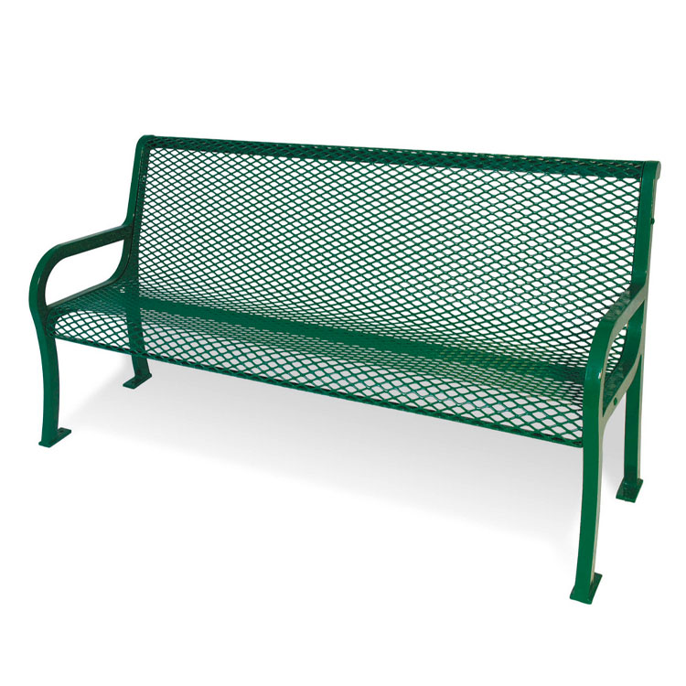 6 feet. Diamond Pattern Lexington Bench - Cast Aluminum Thermoplastic Metal Bench