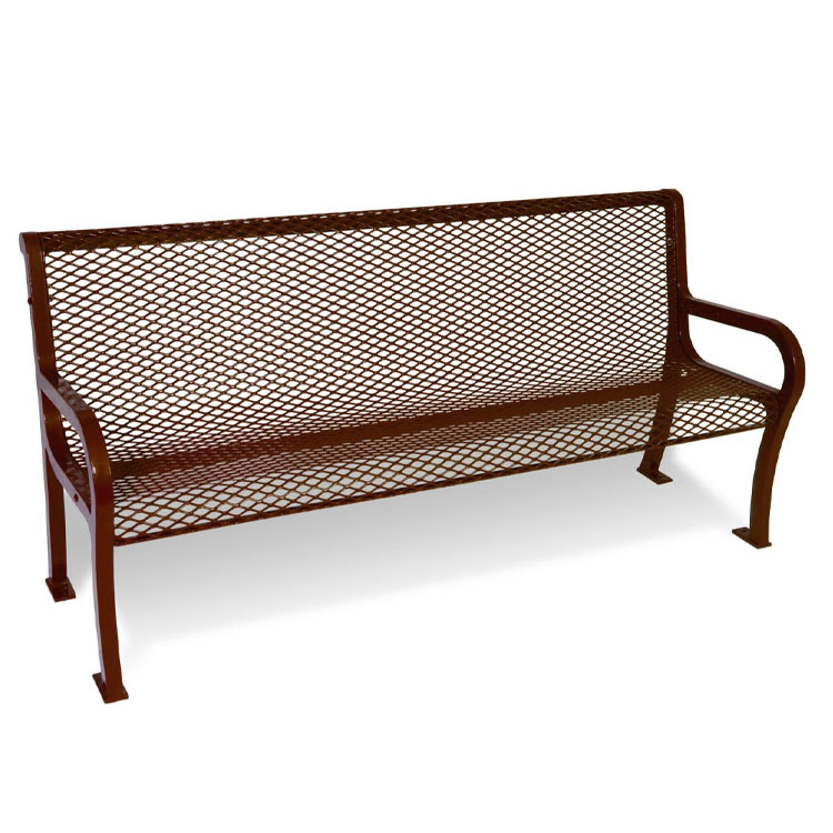 6 feet. Diamond Pattern Lexington Bench - Cast Aluminum Thermoplastic Metal Bench