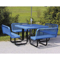 expanded metal square thermoplastic backrest picnic table