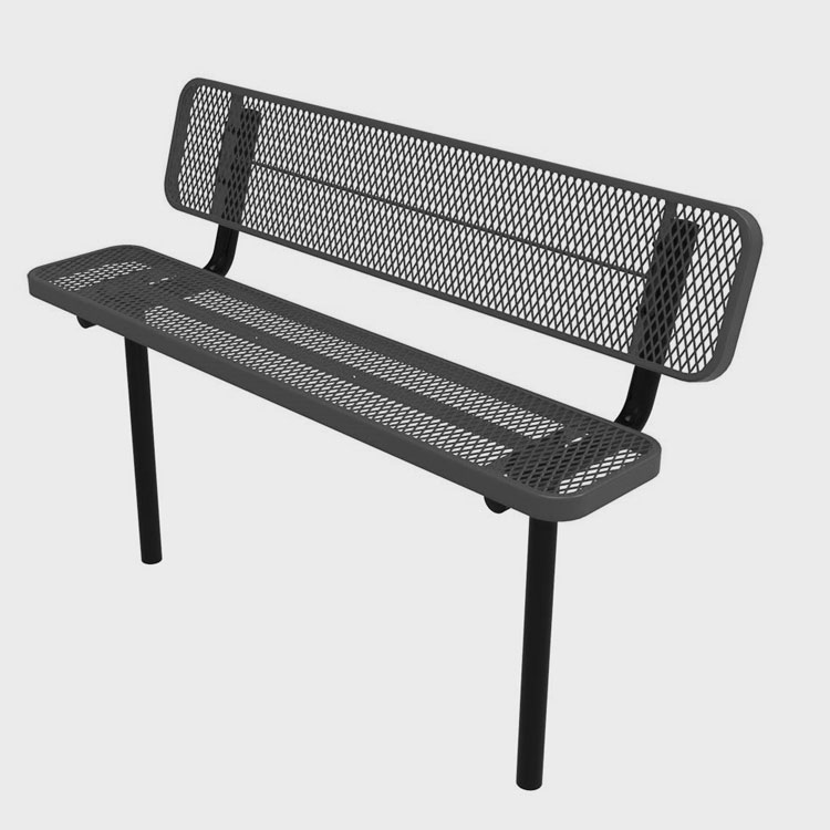 Heavy Duty Park Bench with Back Ground Mount Frame, 6ft