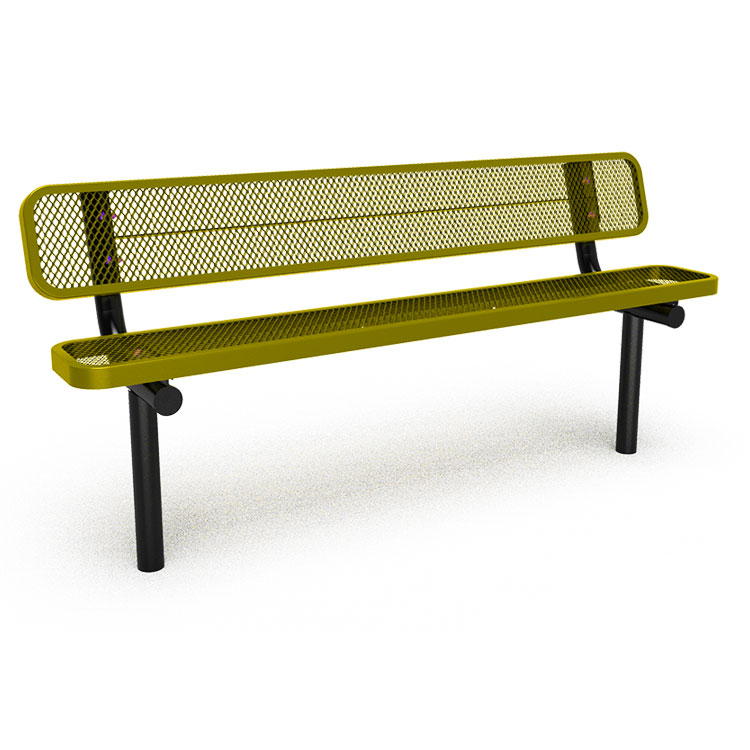 Heavy Duty Park Bench with Back Ground Mount Frame, 6ft