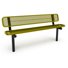 Heavy Duty Park Bench with Back Ground Mount Frame, 6ft