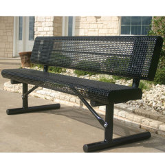 6ft Rolled Edge Thermoplastic Metal Bench with Backrest - To order