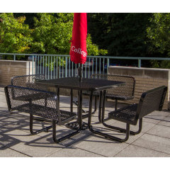 expanded metal square thermoplastic backrest picnic table