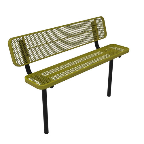 Heavy Duty Park Bench with Back Ground Mount Frame, 6ft