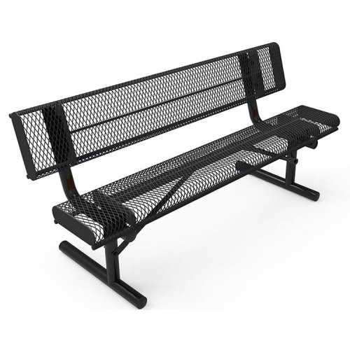 6ft Rolled Edge Thermoplastic Metal Bench with Backrest - To order