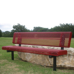 6ft Rolled Edge Thermoplastic Metal Bench with Backrest - To order